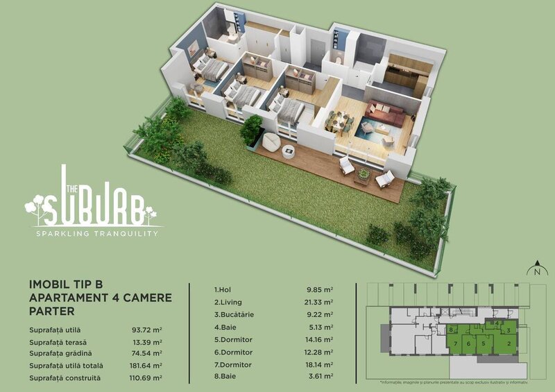 Buftea, The Suburb, apartament 4 camere cu gradina